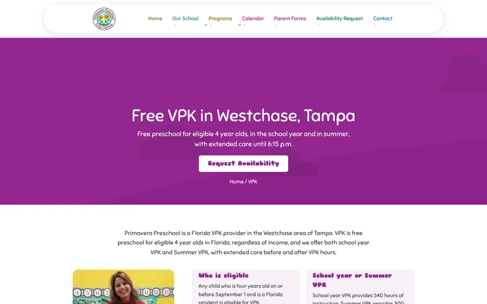 New Free VPK in Westchase, Tampa page