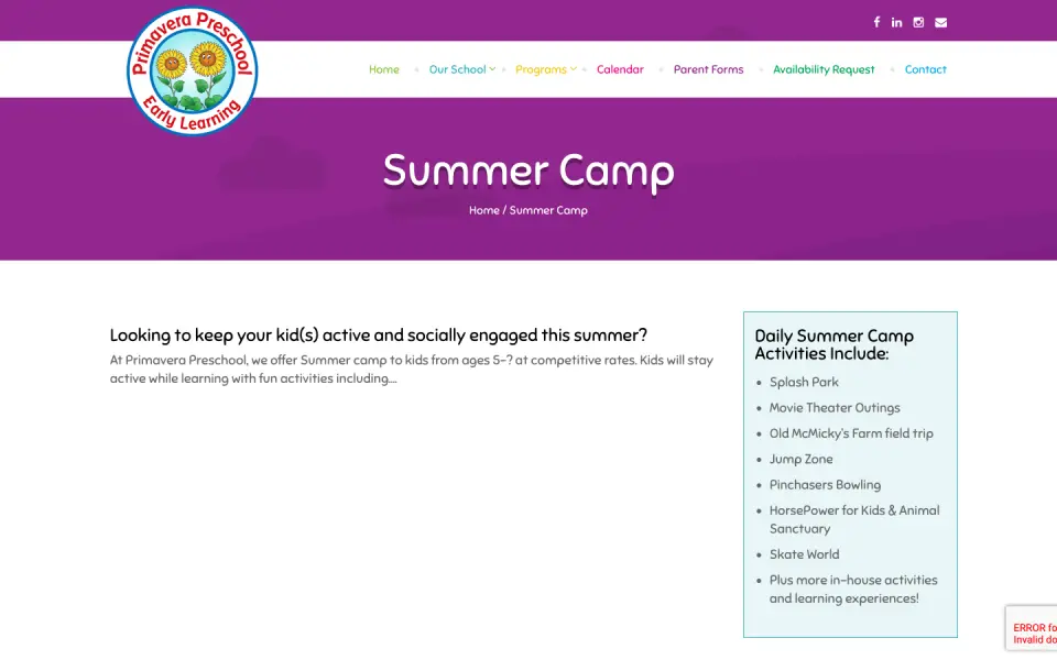 Old Summer Camp page reading ages 5-?