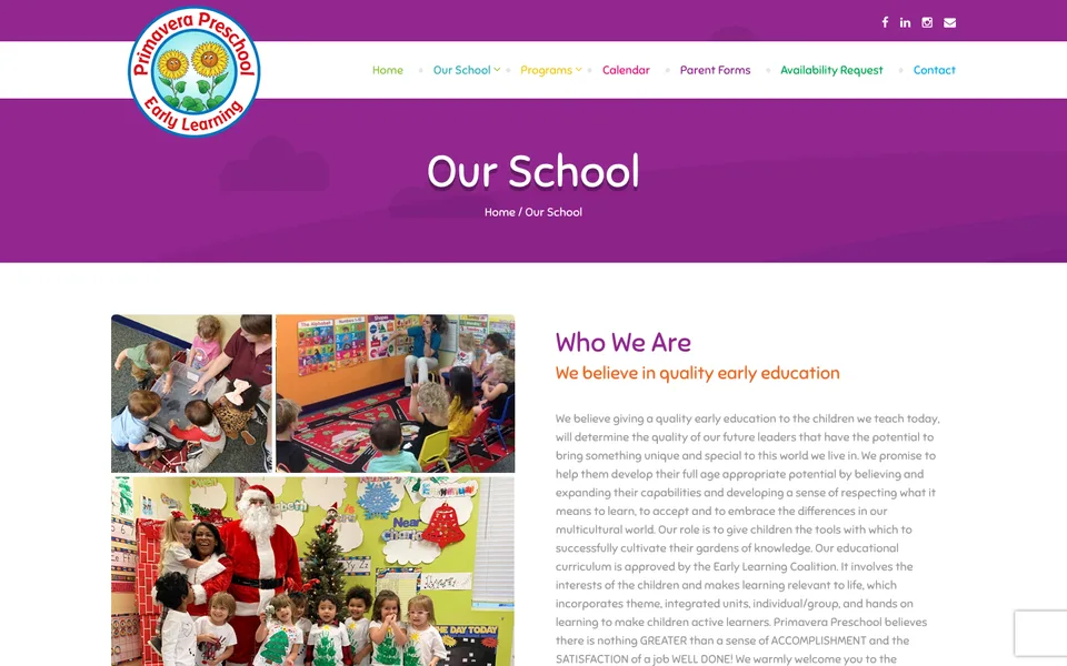Old Our School page: a one-word banner and a block of small gray text