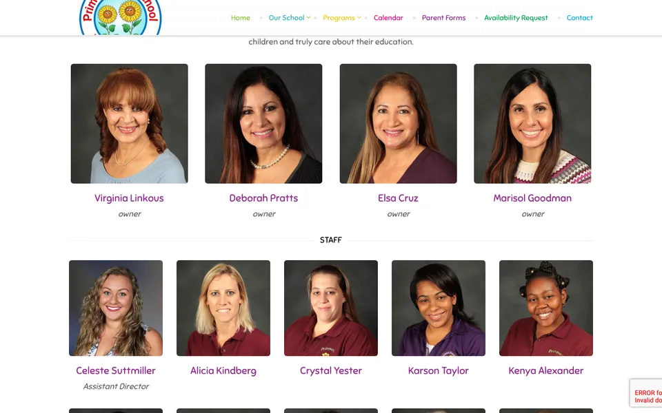 Old Our Staff page: dark studio photos, many of former staff, in one flat grid